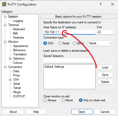 putty host name iptv